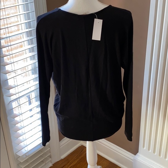 NWT black Loft long sleeve top w/gathered front XS - Picture 7 of 8